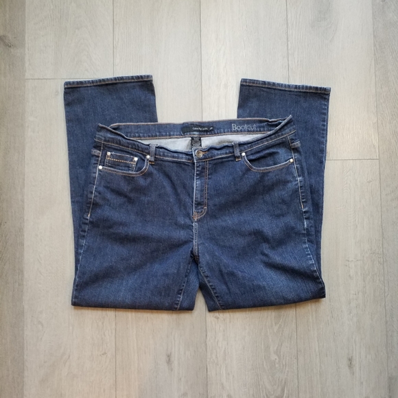 CK womens dark blue stretch denim bootcut jeans size 20W - Picture 2 of 13